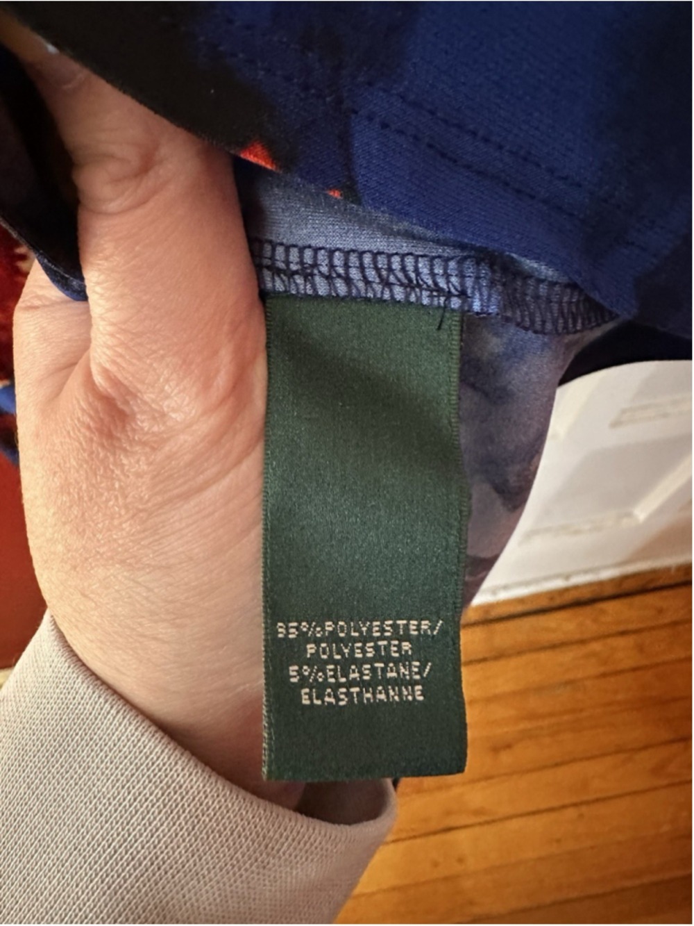 Lauren Ralph Lauren Floral Dress Blue Red Ruched Sheath Cocktail Quiet Luxury - Picture 11 of 12